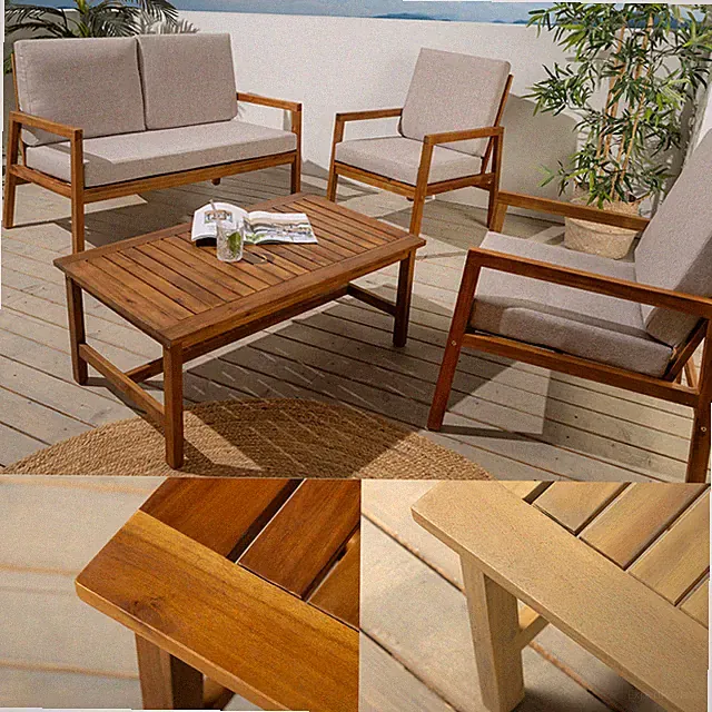 Gartensitzgruppe BALI - 110cm - FARBWAHL - Akazie Massivholz - wetterfest Lounge