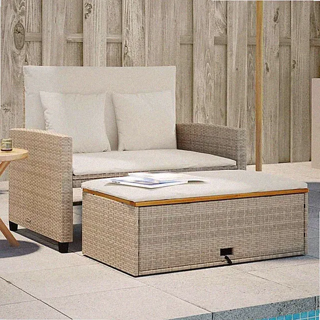 Gartensofa Kissen 2-Sitzer Loungesofa Gartenbank Gartensessel Poly Rattan vidaXL