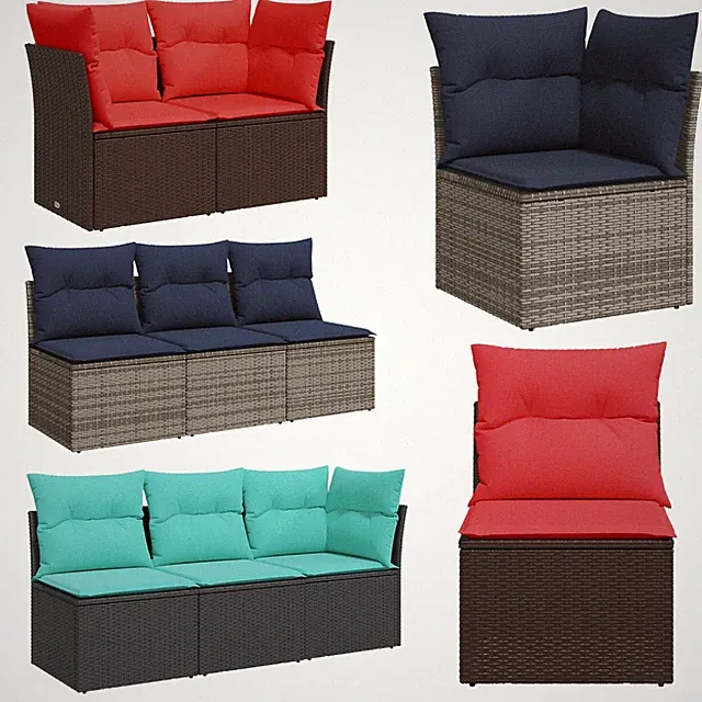 Gartensofa mit Kissen Sitzbank Balkonbank Garten Sofa Couch Liege Gartenmöbel