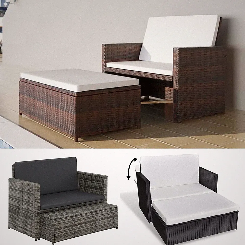 Gartensofa Poly Rattan Lounge Möbel Garnitur Gartenmöbel Couch Balkon Terrassen