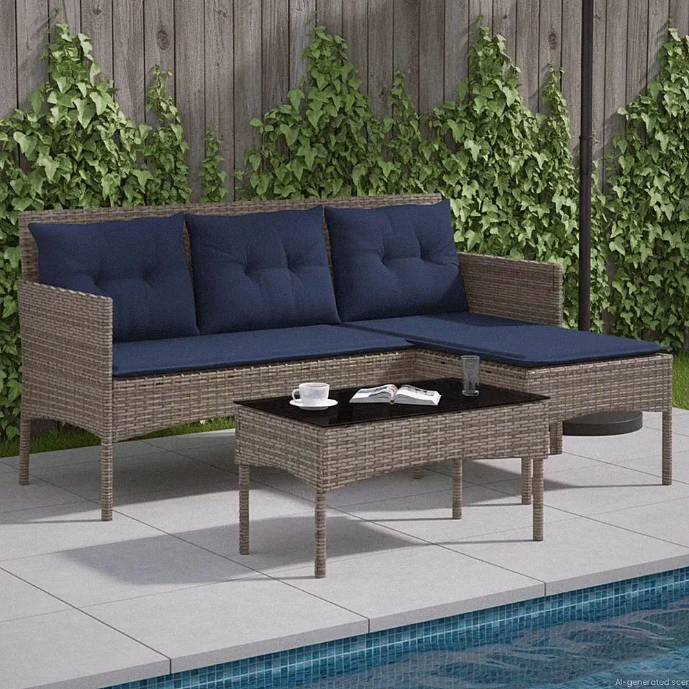 Gartensofa-Set mit Kissen 2-tlg. Poly-Rattan Gartensofa Gartenmöbel-Set vidaXL