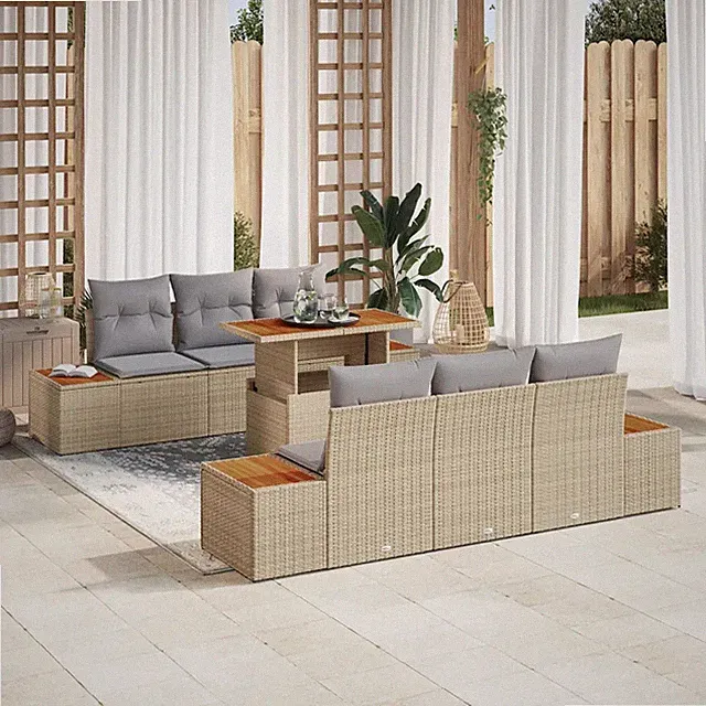 Gartensofa-set mit Kissen 7 Stk. Essgruppe Gartenmöbel Set Patio vidaXL