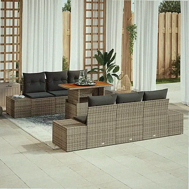 Gartensofa-set mit Kissen 7 Stk. Outdoor Dining Set Terrassenmöbel vidaXL