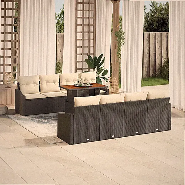Gartensofa-set mit Kissen 9 stk. Gartenmöbel Set Patio Essmöbel Lounge vidaXL