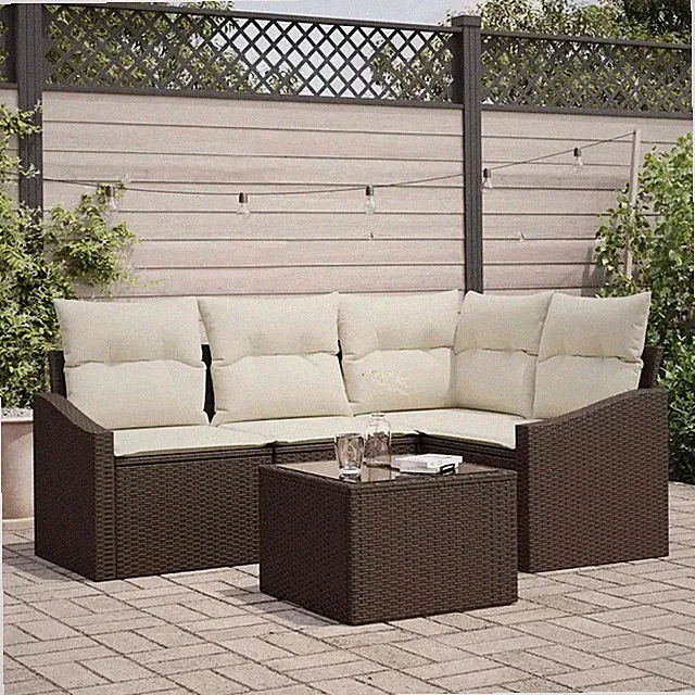 Gartensofa-set mit Kissen mit Speicher 4 pcs Poly-Rattan Outdoor-Sofa vidaXL