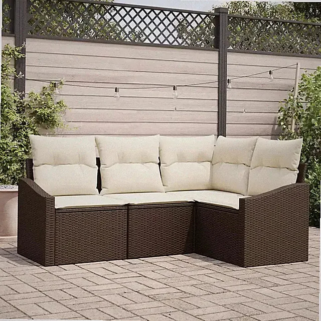 Gartensofa-set mit Kissen mit Speicher 4 stk. Poly-Rattan Outdoor-Sofa vidaXL