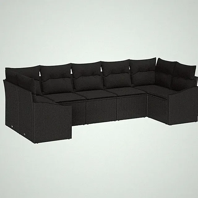 Gartensofa-set mit Speicher 7 pcs Poly-Rattan Outdoor-Sitzplätze vidaXL