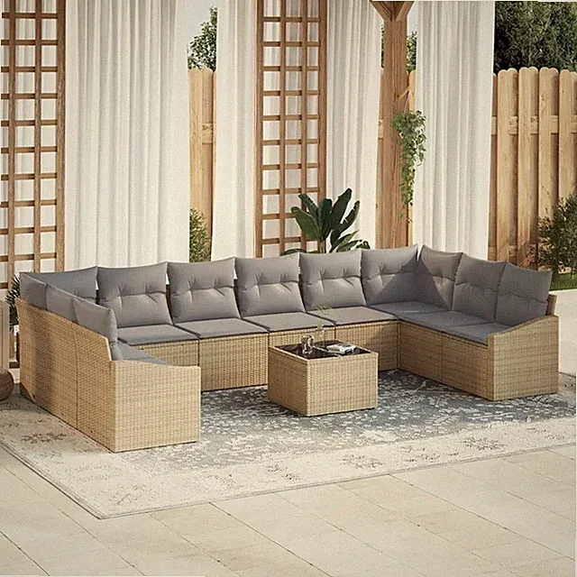 Gartensofa-set mit Speicher Poly-Rattan Outdoor-Sitzplätze Deck-Möbel vidaXL