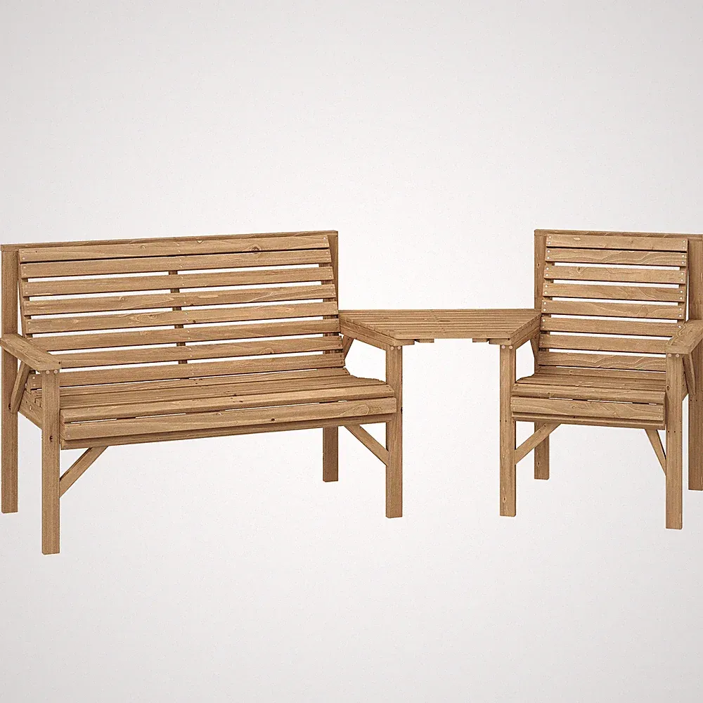 Gartenstühle 3er-Set Balkonmöbel Set mit Sonnenschirmloch Gartenstuhl Bank Tisch