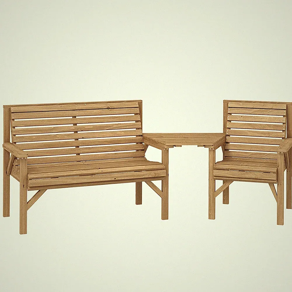 Gartenstühle 3er-Set Balkonmöbel Set mit Sonnenschirmloch Gartenstuhl Bank Tisch