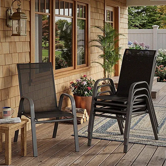 Gartenstühle 4er Set Aus Metall, Stapelbare Stühle Set Wetterfest &Rostbeständig