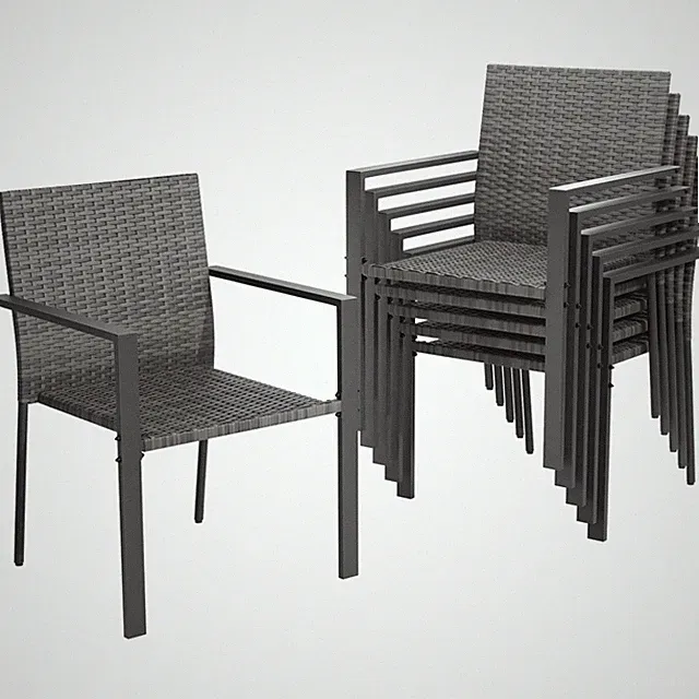 Gartenstühle Stapelbar 6er Set Polyrattan Gartenmöbel mit Armlehnen modern