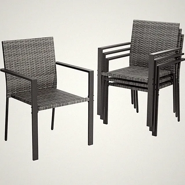 Gartenstühle Stapelbar Polyrattan 4er Set wetterfest Balkon Terrasse