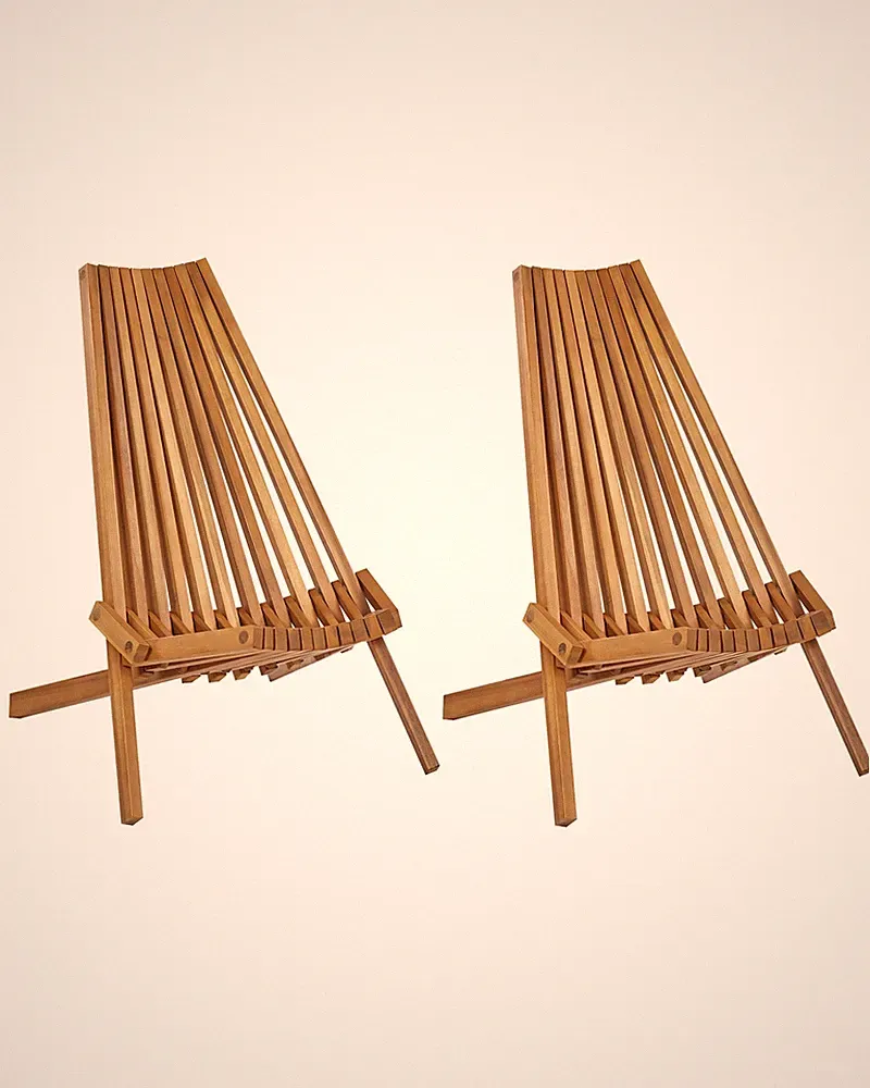 Gartenstuhl 2er Set Akazienholz hellbraun Latten-Optik zusammenklappbar Bellano