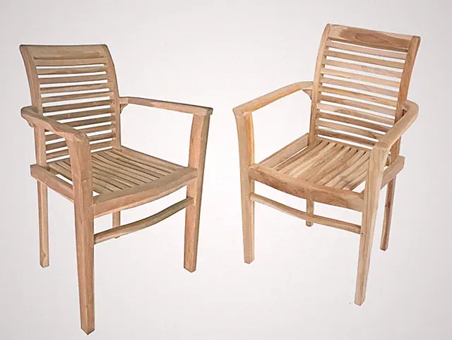 Gartenstuhl 2er Set MEIKE mit Armlehnen Teak Natur