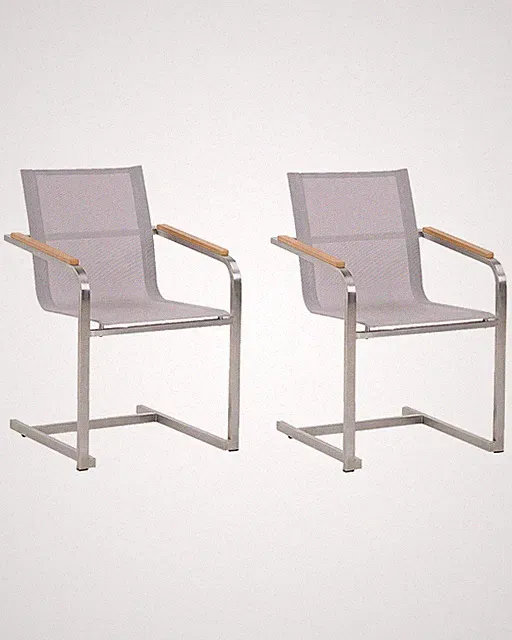 Gartenstuhl aus Edelstahl mit Polyester in Beige 2er Set Moderner Look Cosoleto