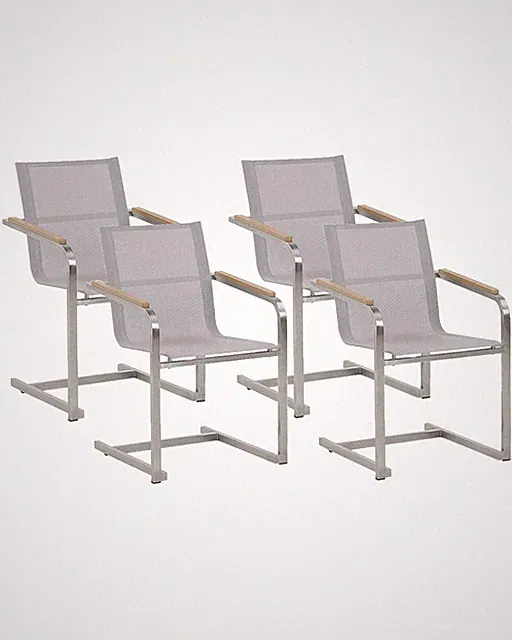 Gartenstuhl aus Edelstahl mit Polyester in Beige 4er Set Moderner Look Cosoleto