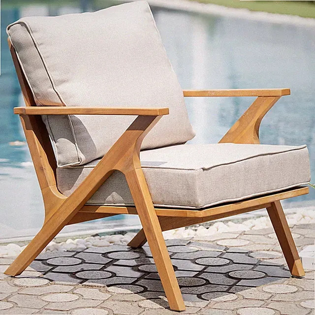 Gartenstuhl COMFORT LINE - natur beige - Akazienholz - wetterfester Loungesessel