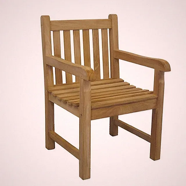 Gartenstuhl Gartenstühle Armlehnstuhl Holzstuhl Teak unbehandelt (10747)