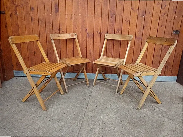 Gartenstuhl Klappstuhl Rockabilly Biergarten Stuhl Vintage Holz 50er Retro 1/34