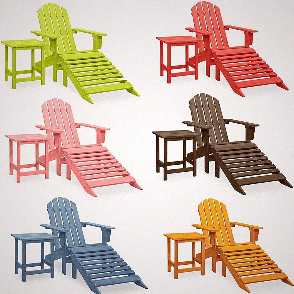 Gartenstuhl mit Fußablage Gartensessel Gartenmöbel Stuhl mit Fußstütze & Tisch