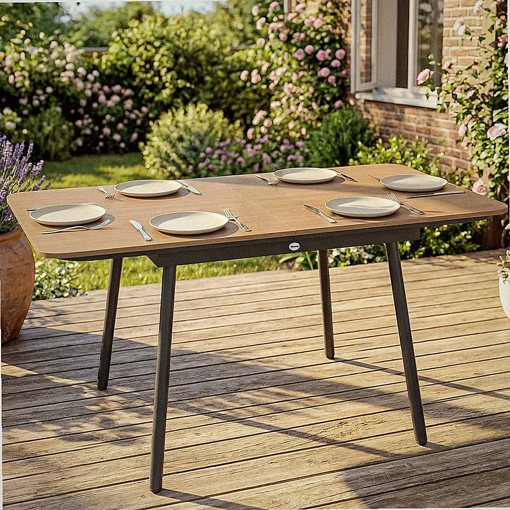 Gartentisch 140x80 cm für 6 Personen rostbeständig Outdoor Esstisch Refurbished