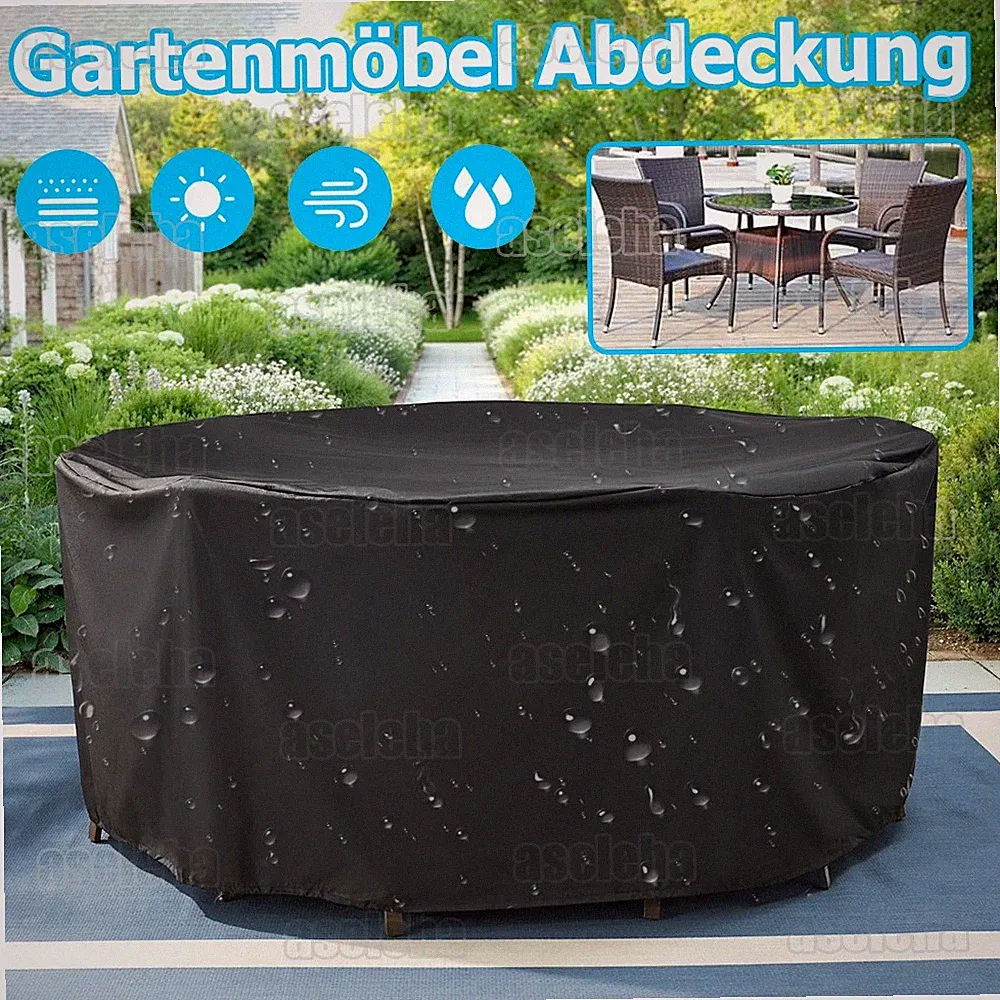 Gartentisch Abdeckung Rund Wasserdicht Schutzhülle Gartenmöbel Abdeckplane Tisch