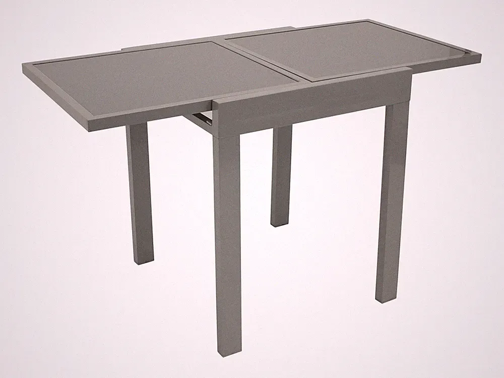 Gartentisch Ausziehtisch Balkontisch Glastisch AMALFI Alu Glas, 130x65cm, grau