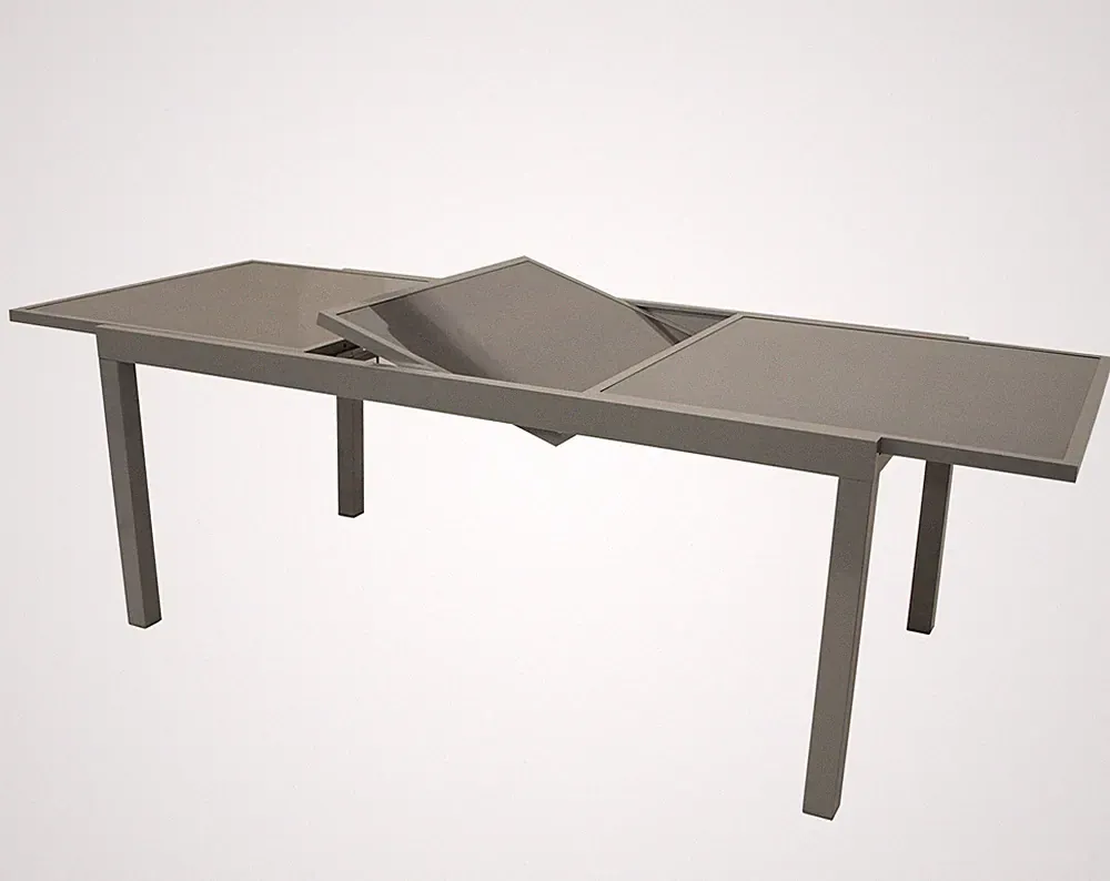 Gartentisch Ausziehtisch Gartenmöbel Tisch PISA Alu grau Glas 90x200cm 2. WAHL