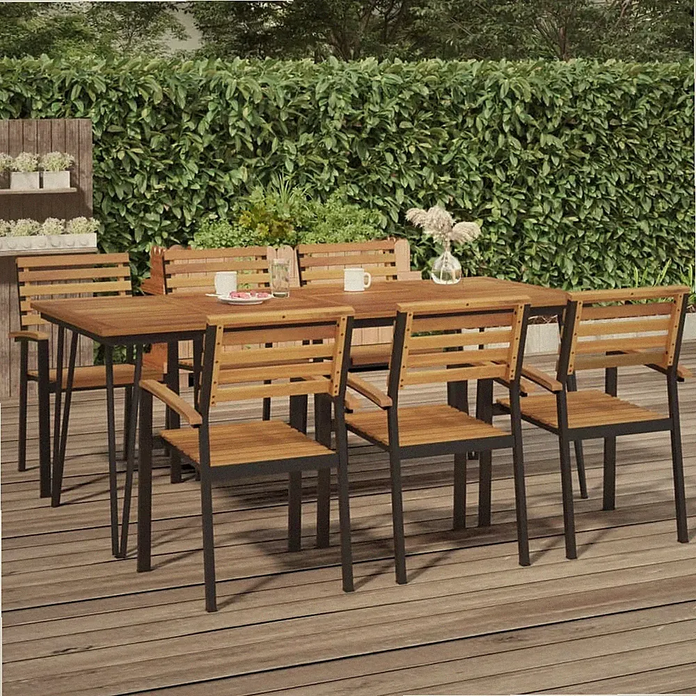Gartentisch Haarnadel-Beine Esstisch Balkontisch Tisch Massivholz Akazie vidaXL