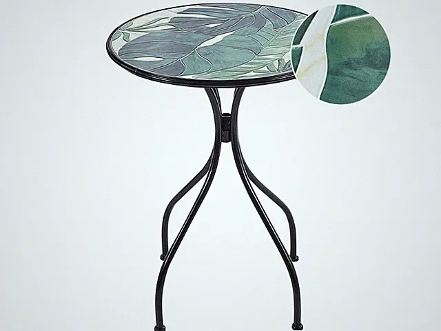 Gartentisch Metall schwarz / grün Mosaik Muster 60 cm rund Cozzana