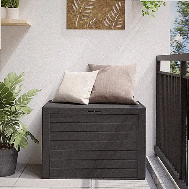 Gartentruhe Anthrazit 78x44x55 cm Sitzbank Aufbewahrung wetterfest