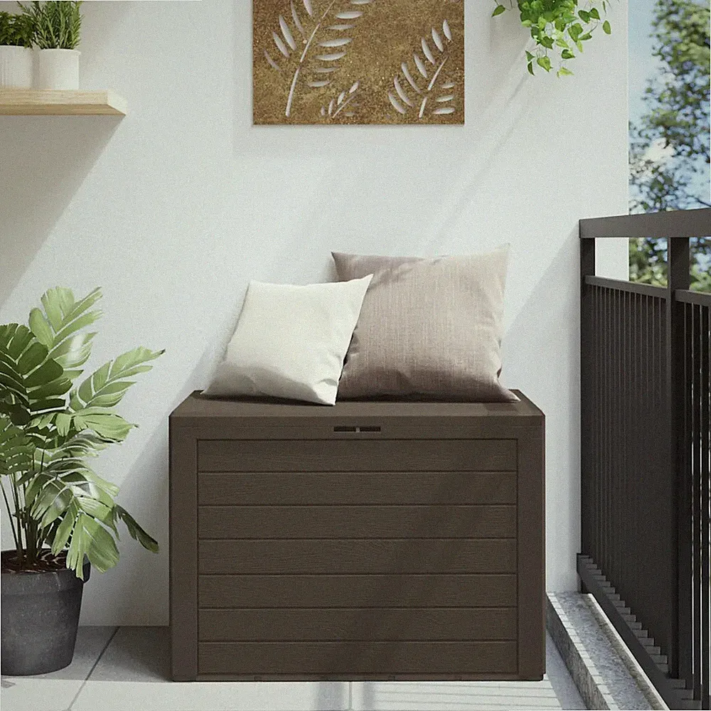 Gartentruhe Sitzbank Aufbewahrung 78x44x55 cm Braun witterungsbeständig