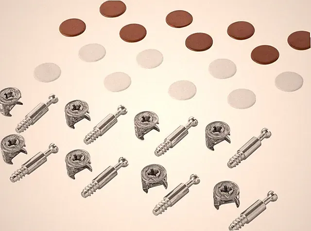 Gedotec Möbelverbinder Exzenter MINIFIX 15 mm Abdeckkappen braun / weiß Ø 5 mm