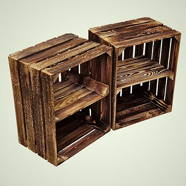 Geflammte Holzkisten Kiste Regal Dekokiste Dekoregal Boden kurz 50x40 x30cm 2er