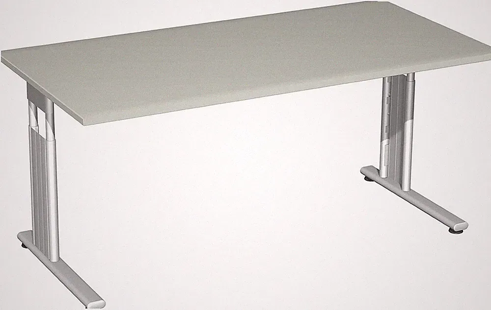Gera Möbel Schreibtisch Lissabon, 160 x 80 x 68-82 cm, lichtgrau/silber