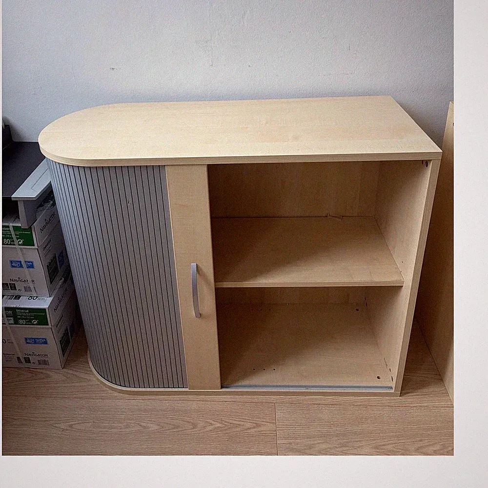 geramöbel Kommode freistehend mit Schiebetüren beige/grau 100x40x80 cm