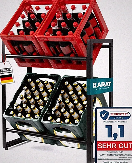Getränkekistenregal Flaschenregal für 4-6 Kisten freistehend & stabil Kenji
