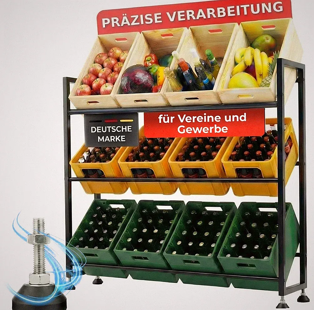 Getränkekistenregal Metall für 4, 6, 9, 12 Kisten – mit Rollen oder Gummifüßen