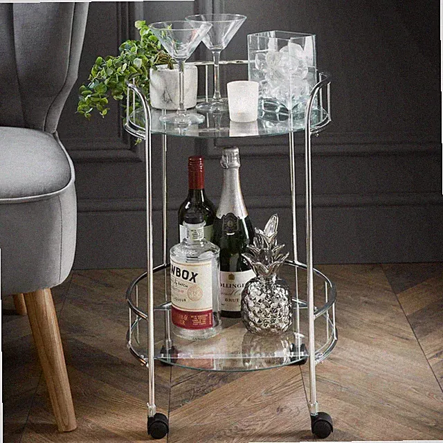 Getränkewagen mit Glasablagen Minibar Cocktailtisch mit Rollen
