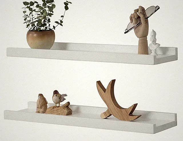 Gieanoo weiß Schweberegal 2er Set 60 cm massive Eiche Bilderleiste