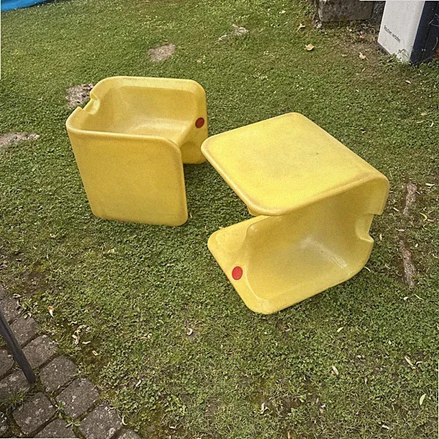 Gigantos Rhein Conti Space Age Design Esser Kinderstuhl 70er Cubes Kunststoff