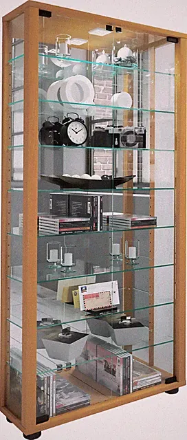 Glas Stand Vitrine Lumo Maxi Spiegel H. 115 x B. 59 x T. 18 cm - VCM