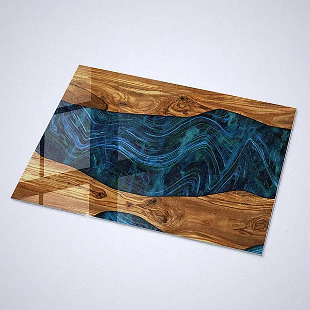 Glas Tischplatte zum Auflegen mit Dekorativem Premiumdruck Holzwellen 120x80 cm