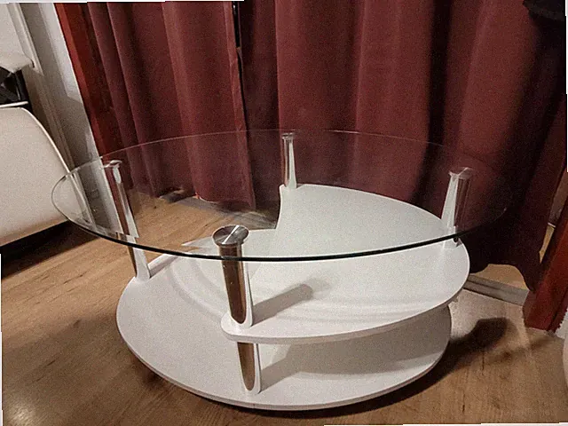 Glascouchtisch oval rollbar