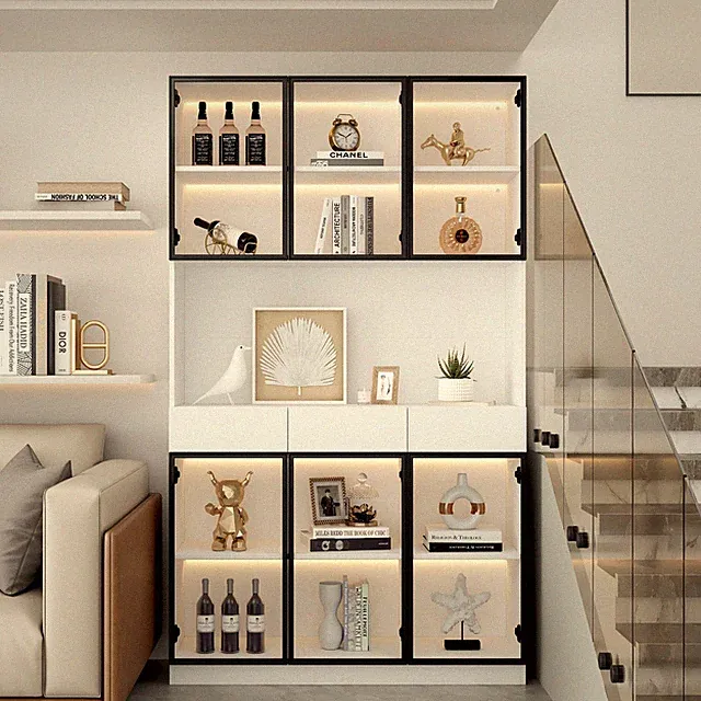 Glasschrank Hochschrank Vitrinenschrank Vitrine mit LED Glasvitrine Bücherregal