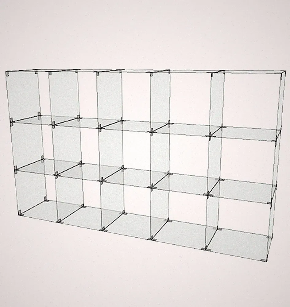 Glassteckvitrine Vitrine Regale Glasregal H 94 cm 3x5 Ladenausstattung 15 Fächer