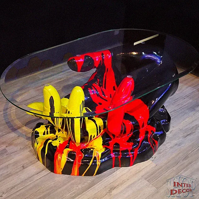 Glastisch Couchtisch in Nationalfarben – exklusiver Sofatisch Spritzlackierung