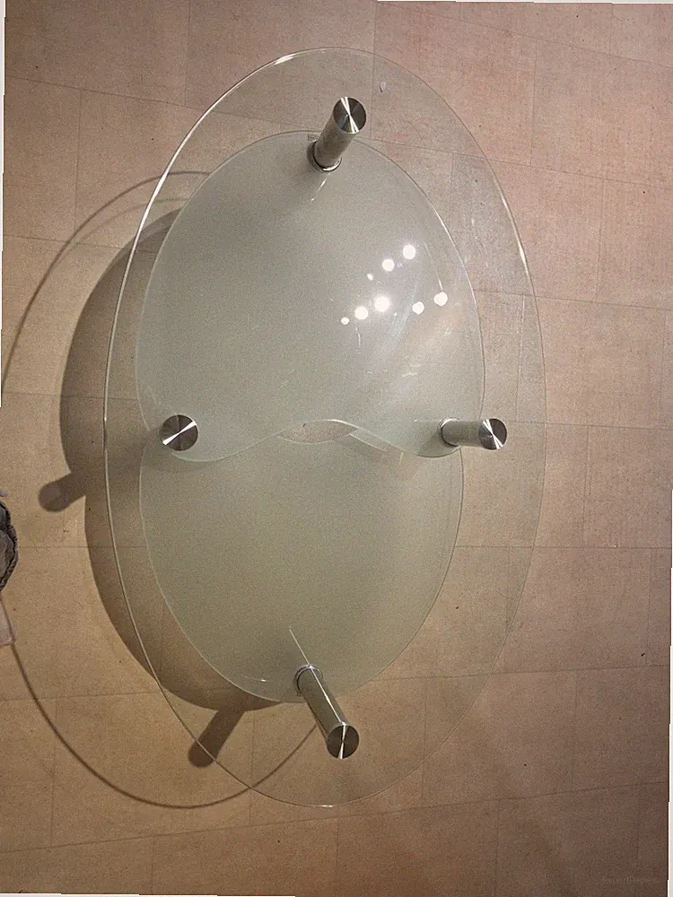 Glastisch Oval Couchtisch mit 2 Ebenen Von Poco