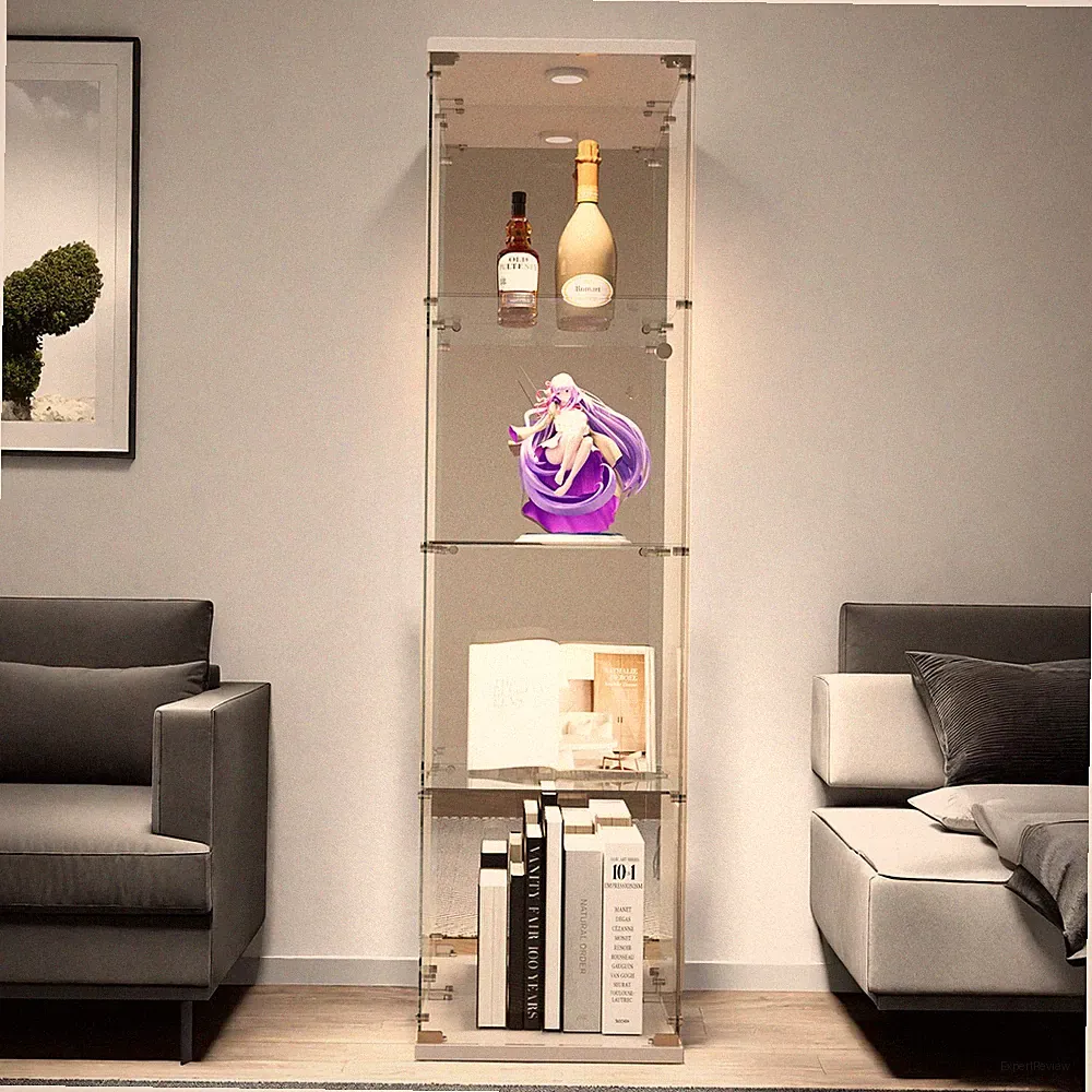 Glasvitrine (163x42x36cm) Regal Schrank :Sammlervitrine Standvitrine mit Schloss